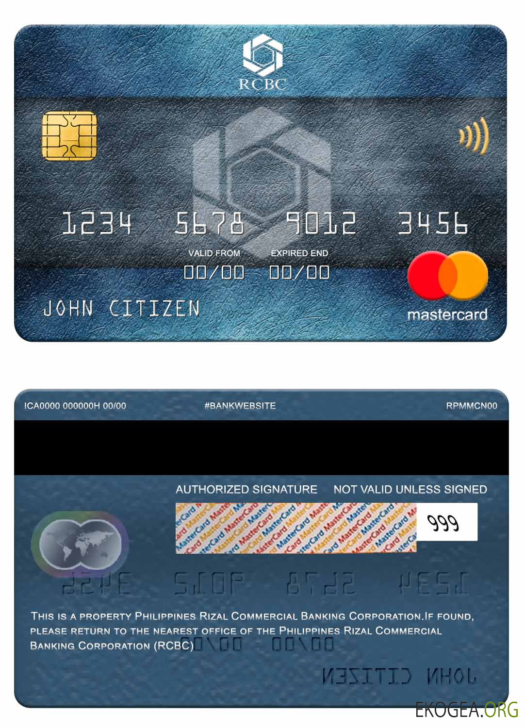 Carte maîtresse de la Rizal Commercial Banking Corporation (RCBC) des Philippines